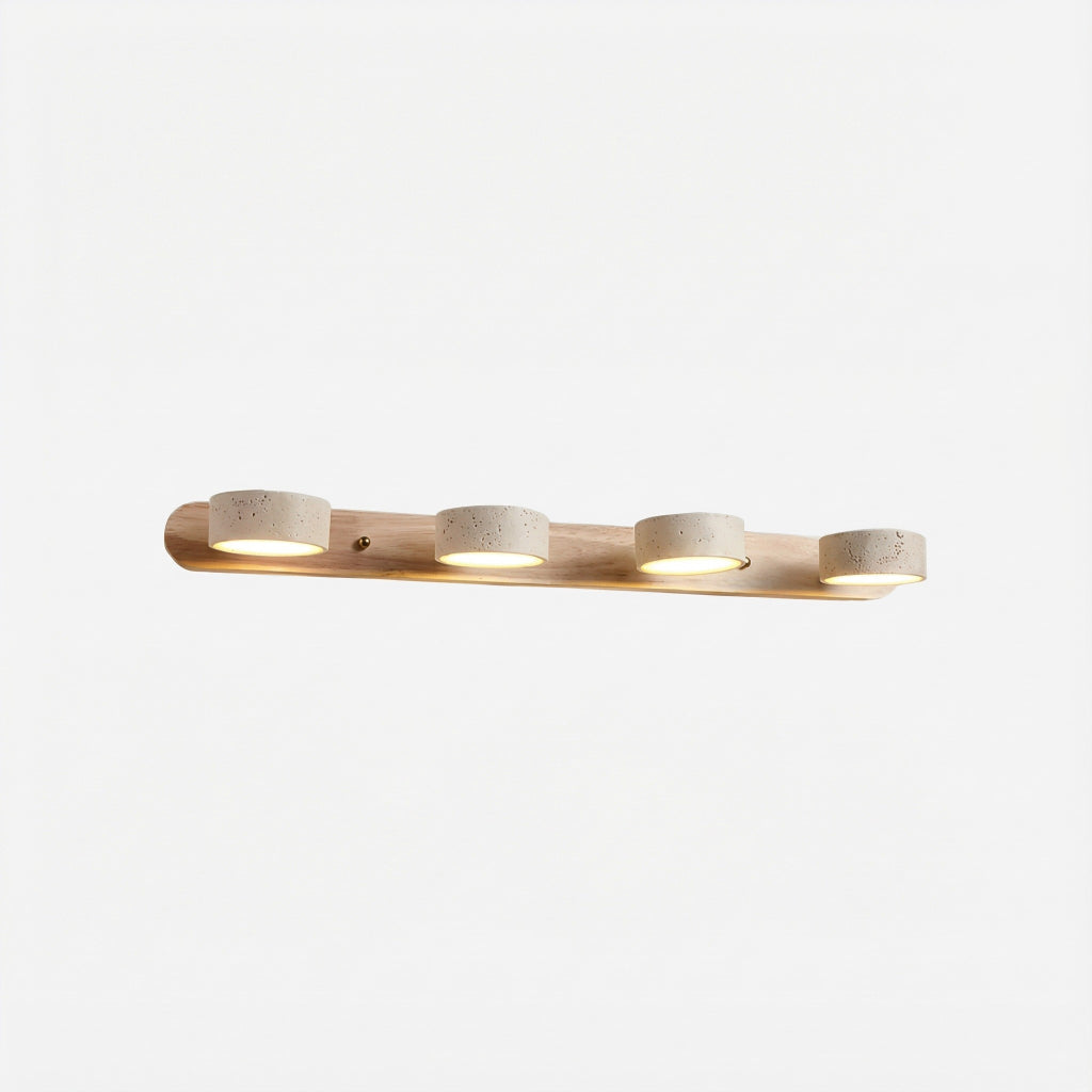 Verstelbare Wandlamp Travertijn & Hout – 2/3/4 Lichtpunten Warm Licht Sconce | Sansoti
