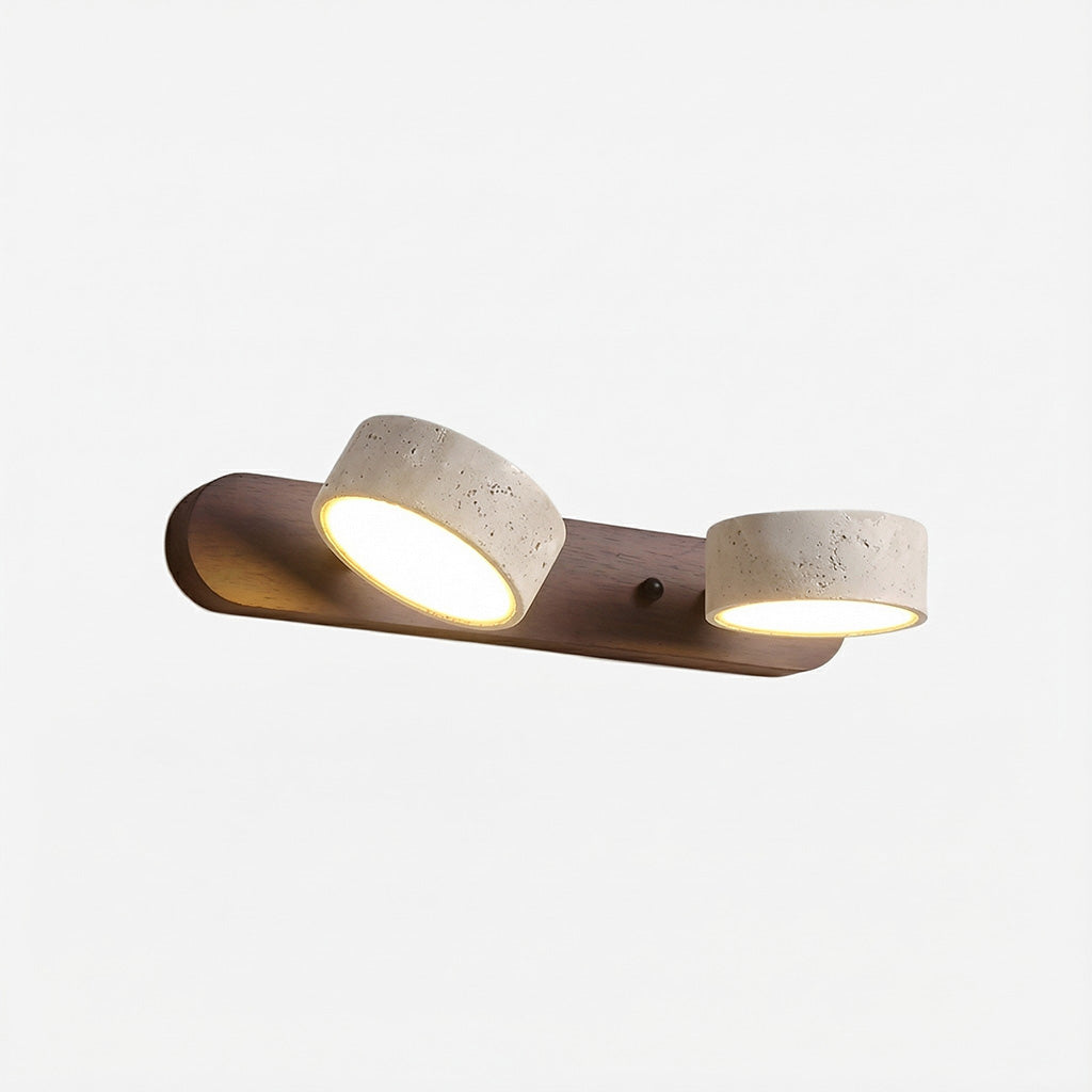 Verstelbare Wandlamp Travertijn & Hout – 2/3/4 Lichtpunten Warm Licht Sconce | Sansoti