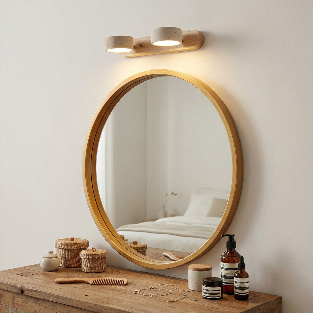 Verstelbare Wandlamp Travertijn & Hout – 2/3/4 Lichtpunten Warm Licht Sconce | Sansoti