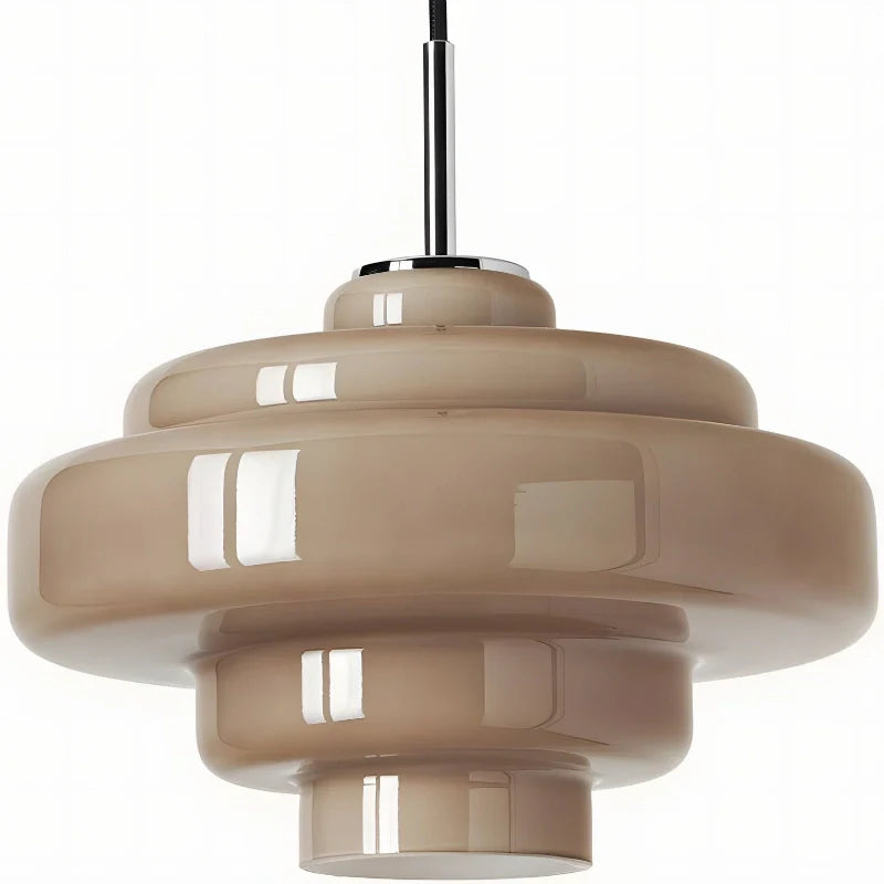 Gelaagde Glazen Hanglamp – Modern Design met Glanzende Afwerking – Groen, Amber, Rookgrijs, Roze | Sansoti