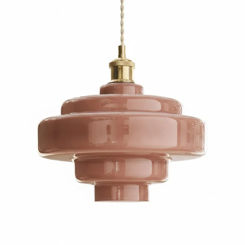 Gelaagde Glazen Hanglamp – Modern Design met Glanzende Afwerking – Groen, Amber, Rookgrijs, Roze | Sansoti