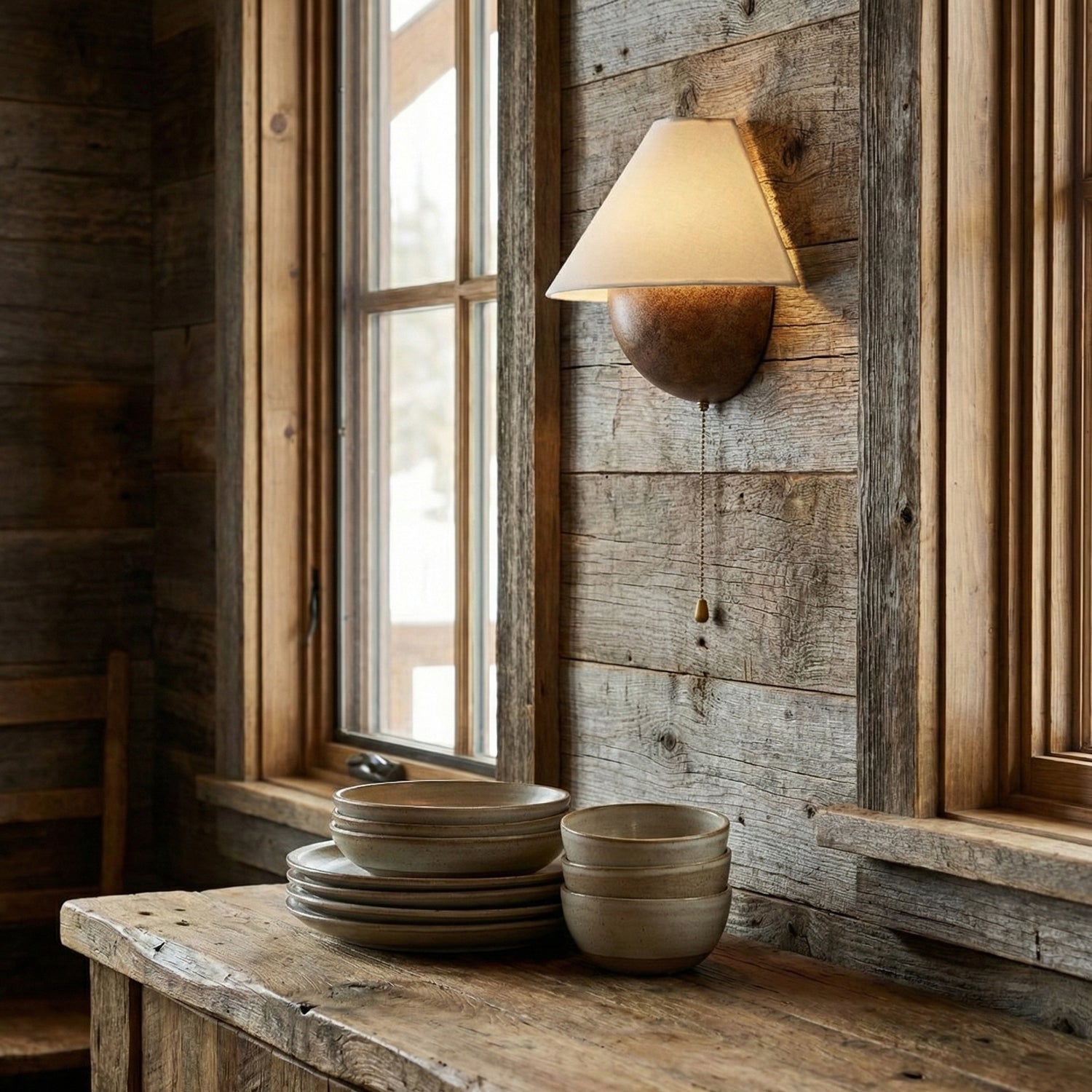 Wandlamp Half-Sphere met Stoffen Kap – Messing Trekschakelaar & Handbewerkt Ijzer voor Slaapkamer en Leeshoek | Sansoti