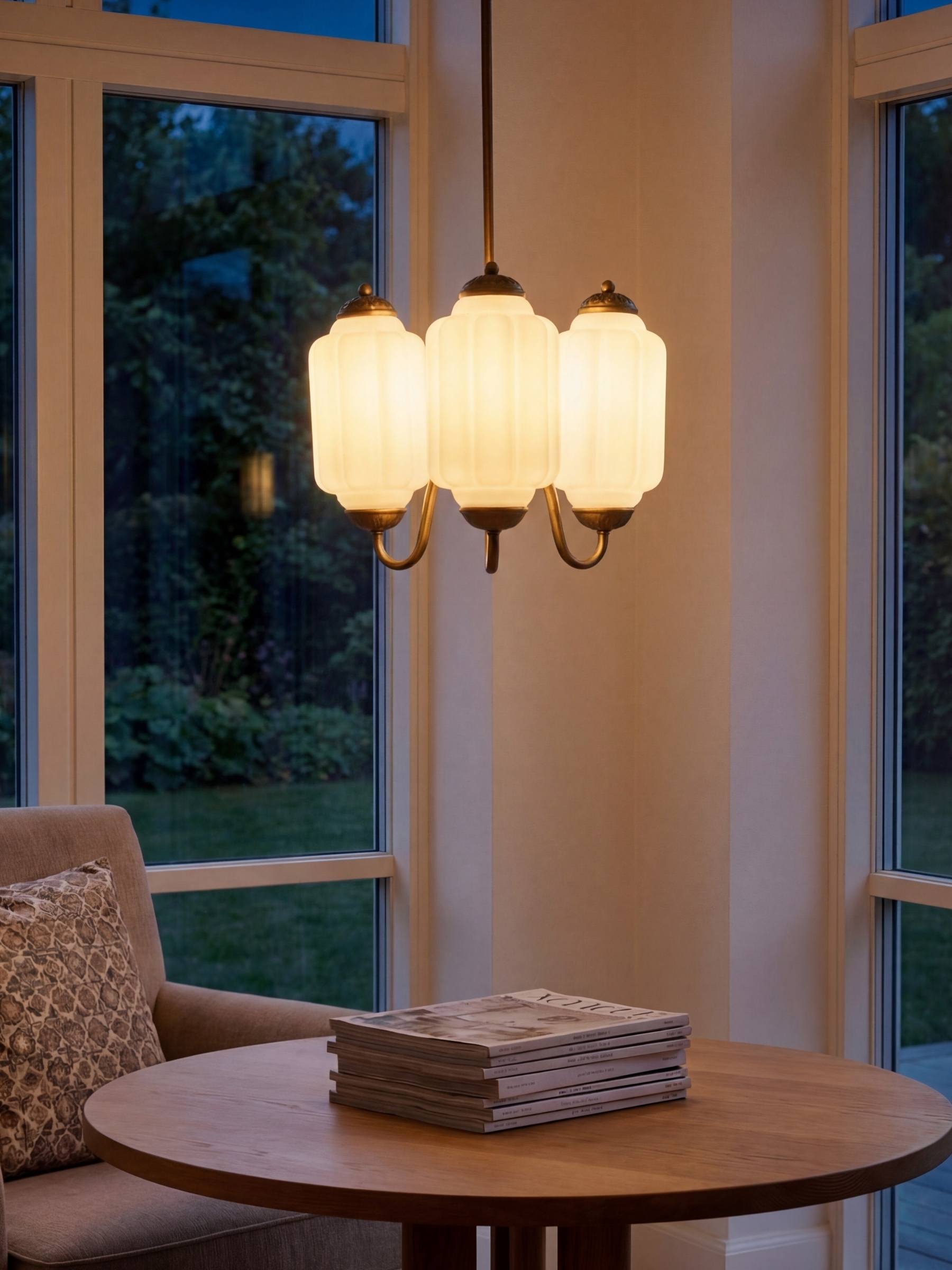 Melkglazen Kroonluchter Vintage Afwerking Tijdloze Elegantie Klassieke Verlichting voor Eetkamer Woonkamer | Sansoti