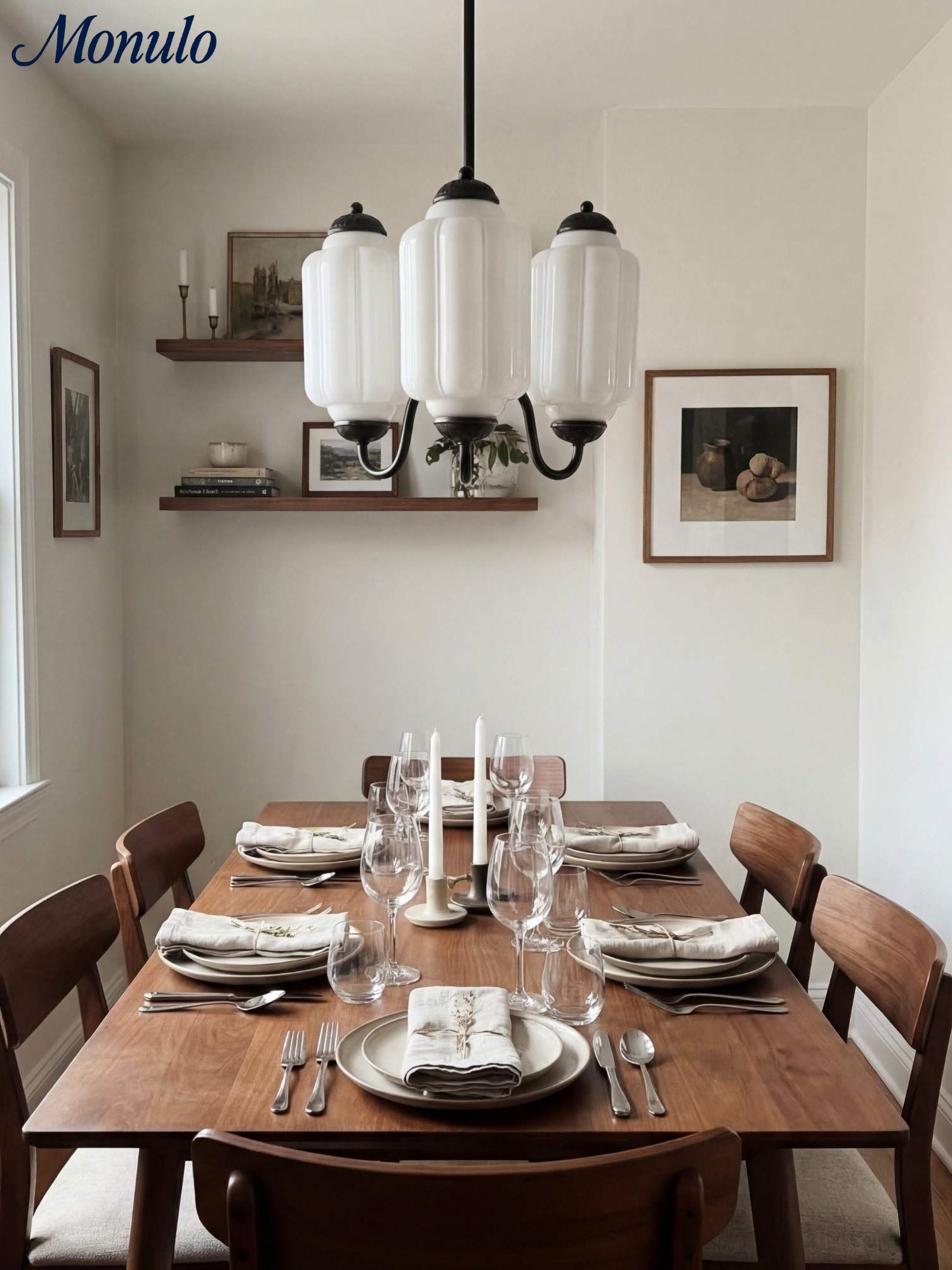 Melkglazen Kroonluchter Vintage Afwerking Tijdloze Elegantie Klassieke Verlichting voor Eetkamer Woonkamer | Sansoti