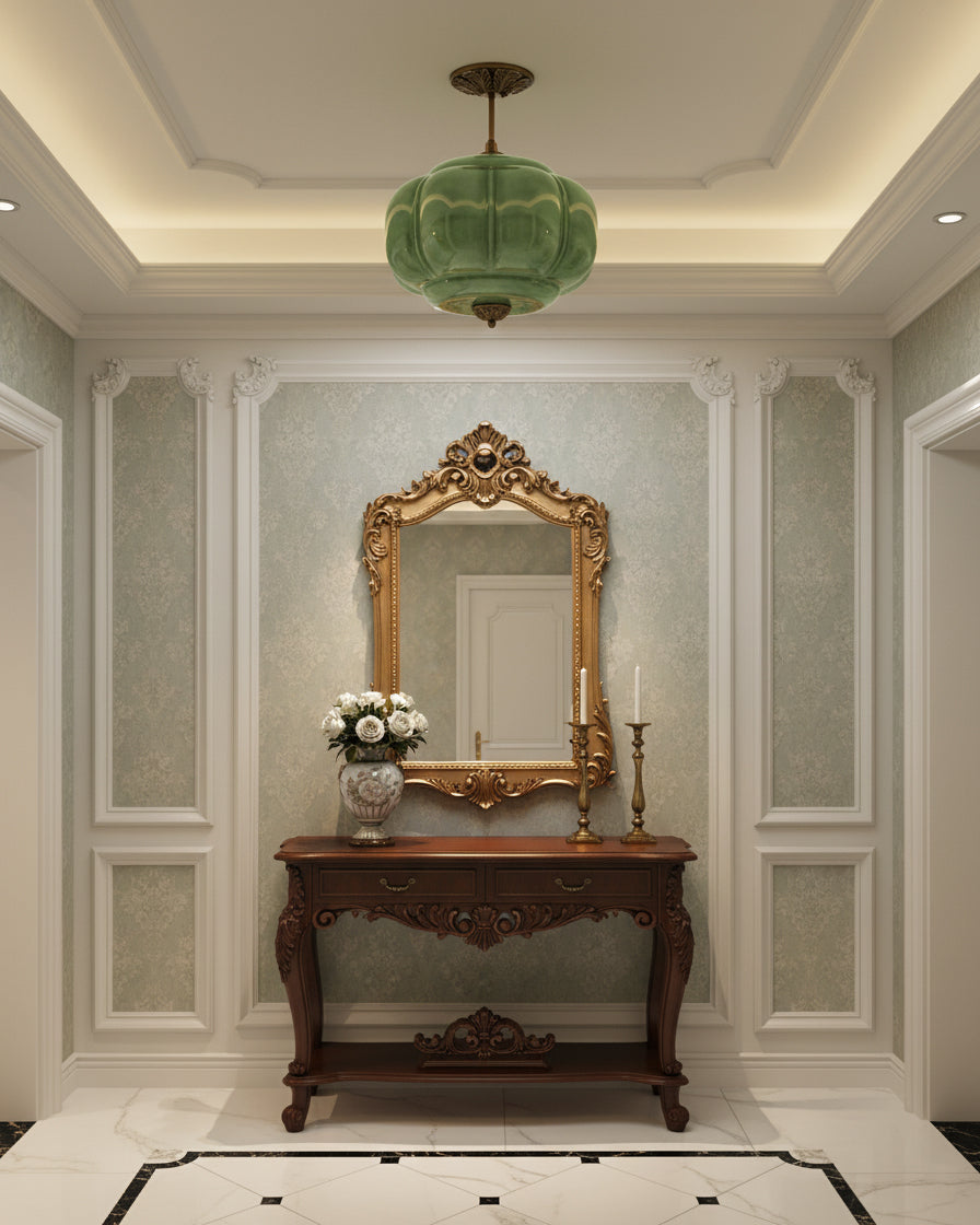 Plafonnier design vintage en verre – éclairage de plafond élégant avec détails métalliques | Restfield
