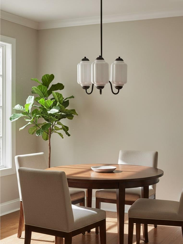 Melkglazen Kroonluchter Vintage Afwerking Tijdloze Elegantie Klassieke Verlichting voor Eetkamer Woonkamer | Sansoti