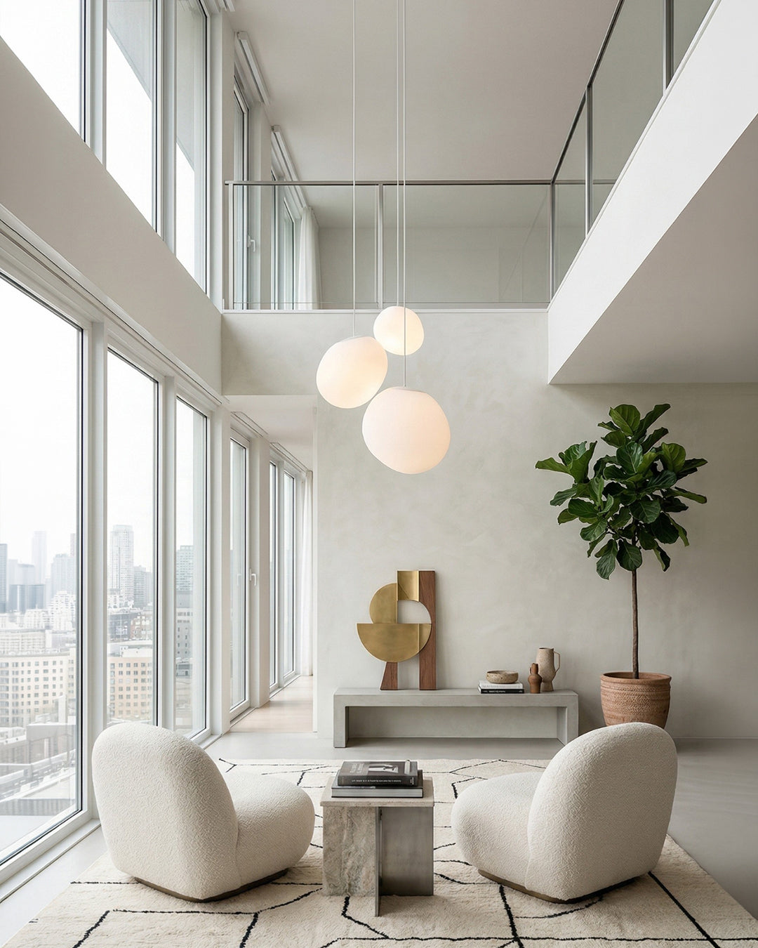 Glazen Hanglamp Melkwit Mondgeblazen – Modern Minimalistisch Design met Zacht Licht voor Eetkamer en Woonkamer – 3 Maten Beschikbaar – Warm Wit 3000K | Sansoti