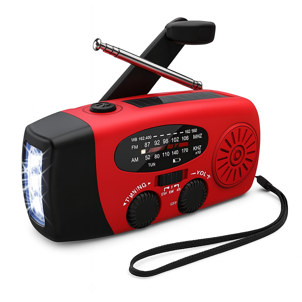 Noodradio met Handslinger AM FM Powerbank Zaklamp USB-C Oplaadbaar Outdoor Kamperen Stroompanne Survival | Sansoti