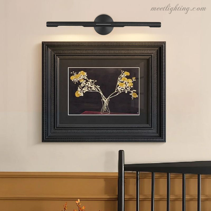 Applique LED pour tableau en laiton, 2 lumières, éclairage d’art moderne, nickel noir, 18-30 cm, éclairage de musée | Sansoti