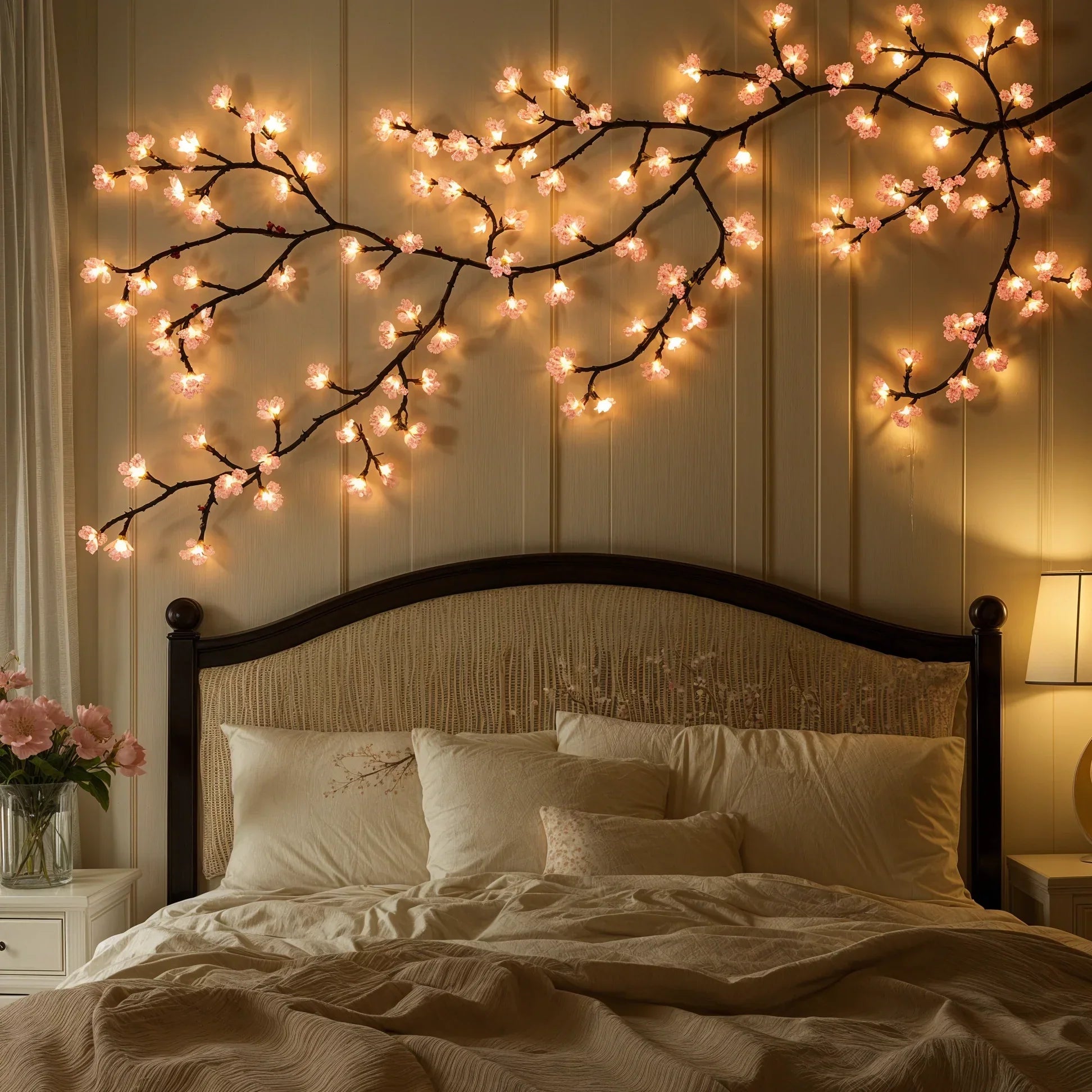 LED Kirschblütentak 160cm 72 Lampjes Roze USB Stekker Sfeerverlichting Decoratieve Bloesemtak Binnen | Sansoti