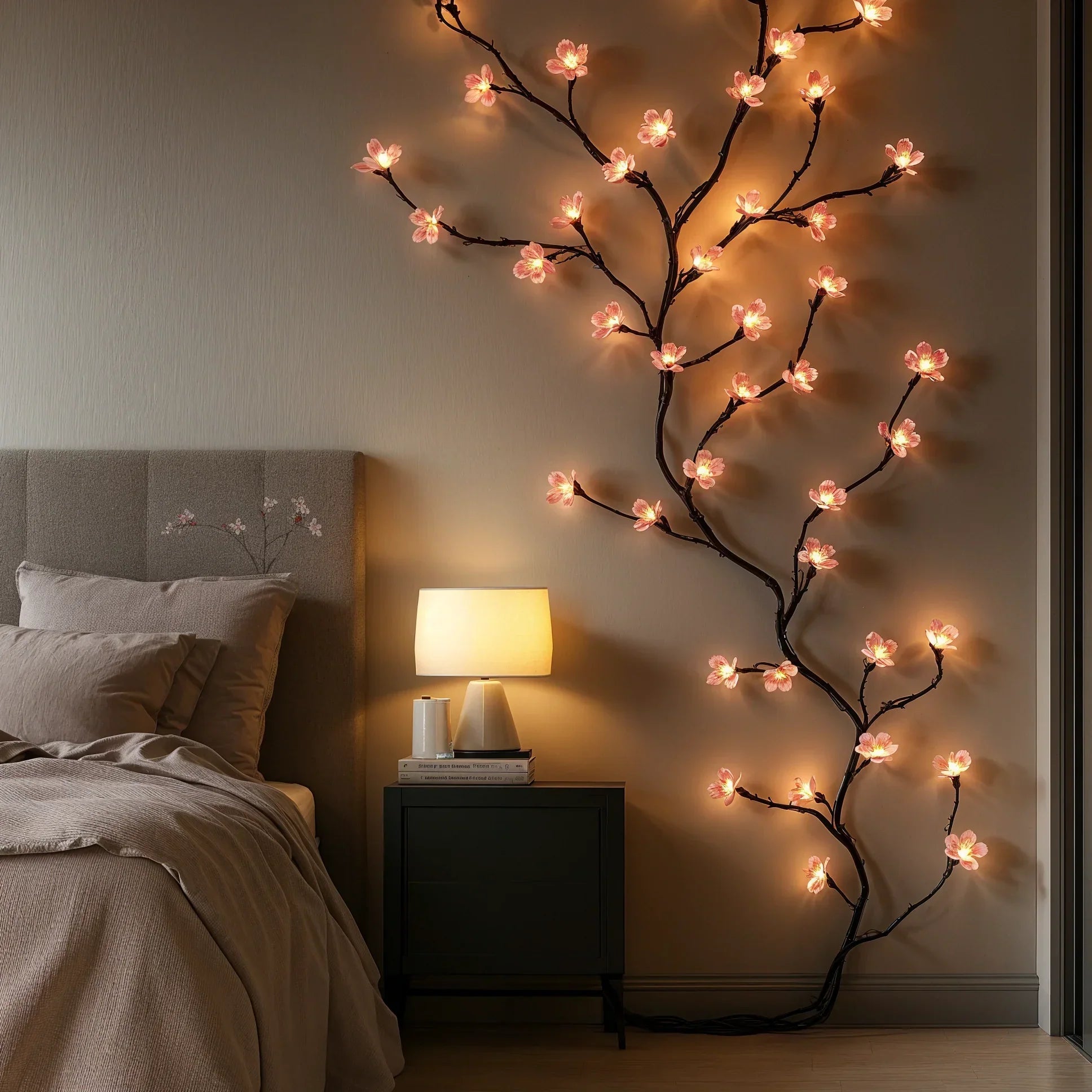 LED Kirschblütentak 160cm 72 Lampjes Roze USB Stekker Sfeerverlichting Decoratieve Bloesemtak Binnen | Sansoti