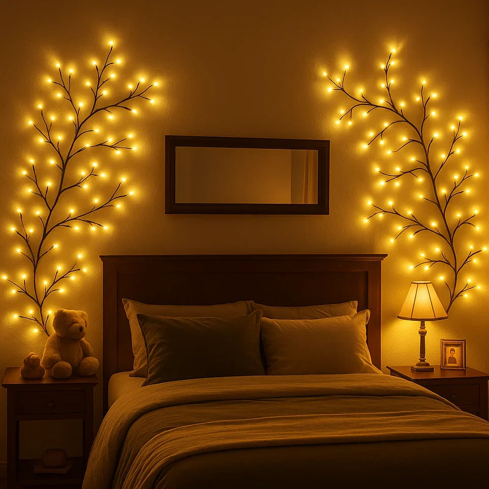 LED Wandlamp met Verlichte Wilgentakken Warm Wit 2,3m 144 LEDs Dimbaar Decoratief Sfeerverlichting Interieur | Sansoti