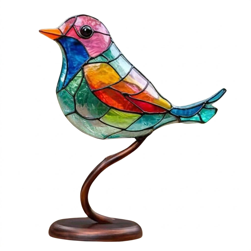 Glazen Vogelfiguren op Glazen Tak Decoratie – Set van 1, 2, 3 of 5 Vogels – Handgemaakte Sierlijke Tafeldecoratie met Gekleurde Glazen Vogeltjes – Interieurobject | Sansoti