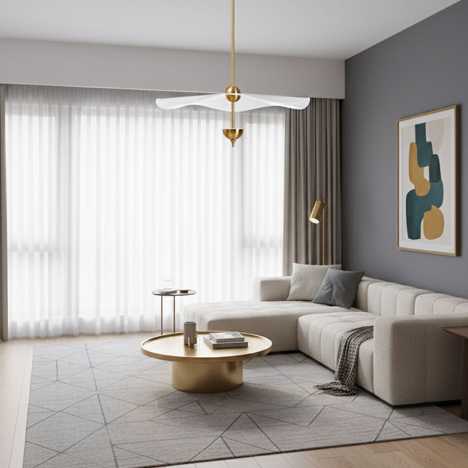 Dubbele Biscuit Hanglamp Wit Goud Rond Opaalwit Acryl Kap Design Verlichting Decoratief voor Woonkamer Eethoek Slaapkamer Modern Scandinavisch Interieur | Sansoti