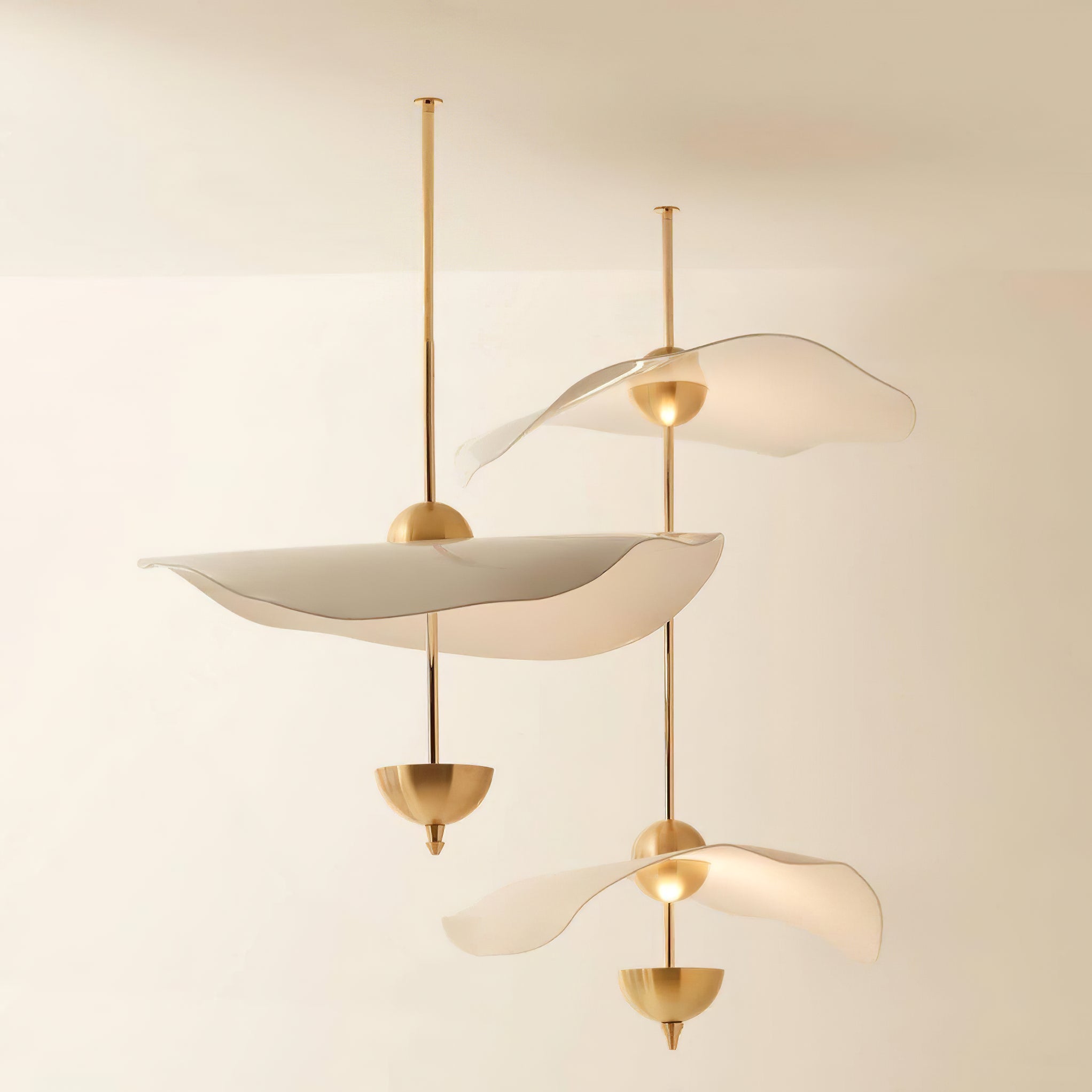 Dubbele Biscuit Hanglamp Wit Goud Rond Opaalwit Acryl Kap Design Verlichting Decoratief voor Woonkamer Eethoek Slaapkamer Modern Scandinavisch Interieur | Sansoti