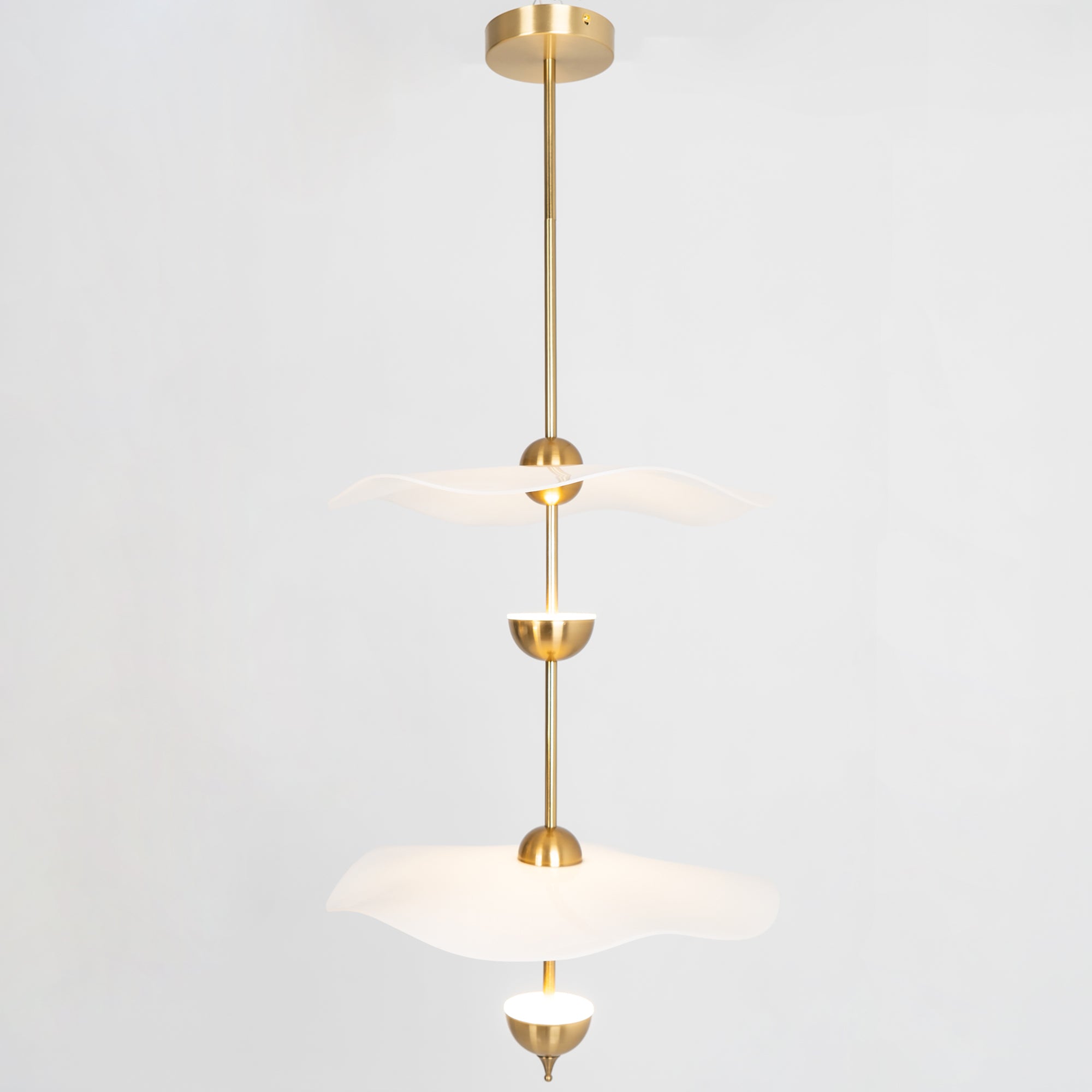 Dubbele Biscuit Hanglamp Wit Goud Rond Opaalwit Acryl Kap Design Verlichting Decoratief voor Woonkamer Eethoek Slaapkamer Modern Scandinavisch Interieur | Sansoti