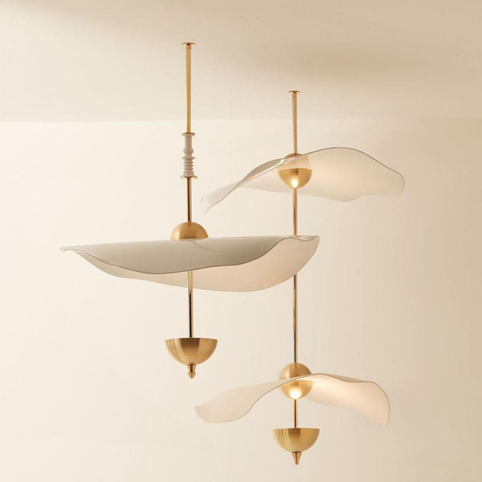 Dubbele Biscuit Hanglamp Wit Goud Rond Opaalwit Acryl Kap Design Verlichting Decoratief voor Woonkamer Eethoek Slaapkamer Modern Scandinavisch Interieur | Sansoti
