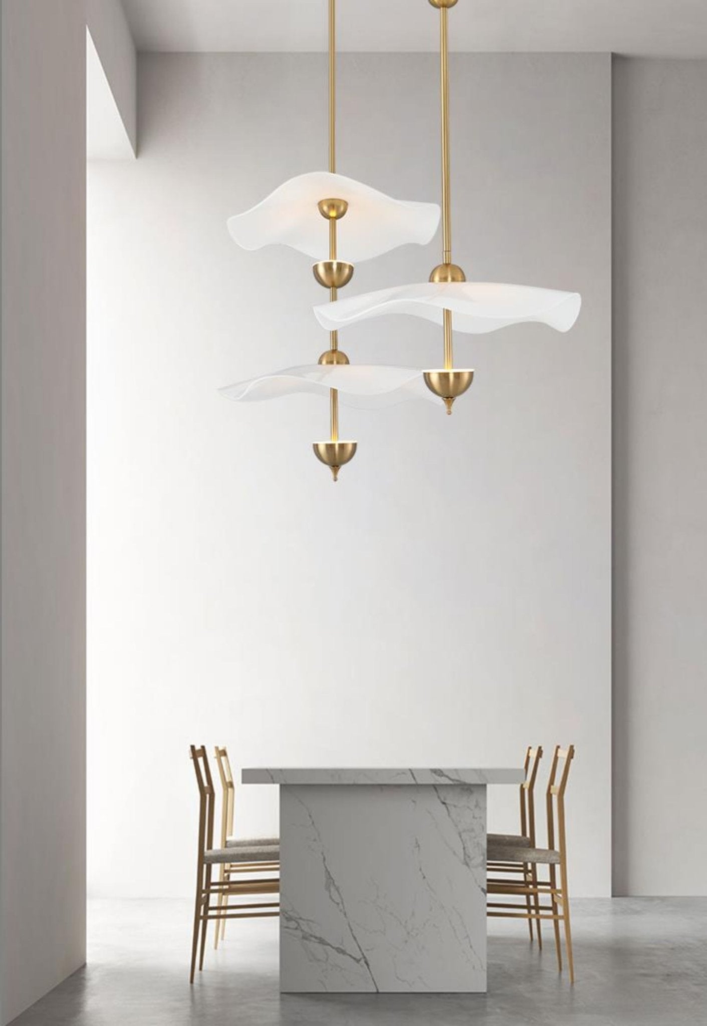 Dubbele Biscuit Hanglamp Wit Goud Rond Opaalwit Acryl Kap Design Verlichting Decoratief voor Woonkamer Eethoek Slaapkamer Modern Scandinavisch Interieur | Sansoti