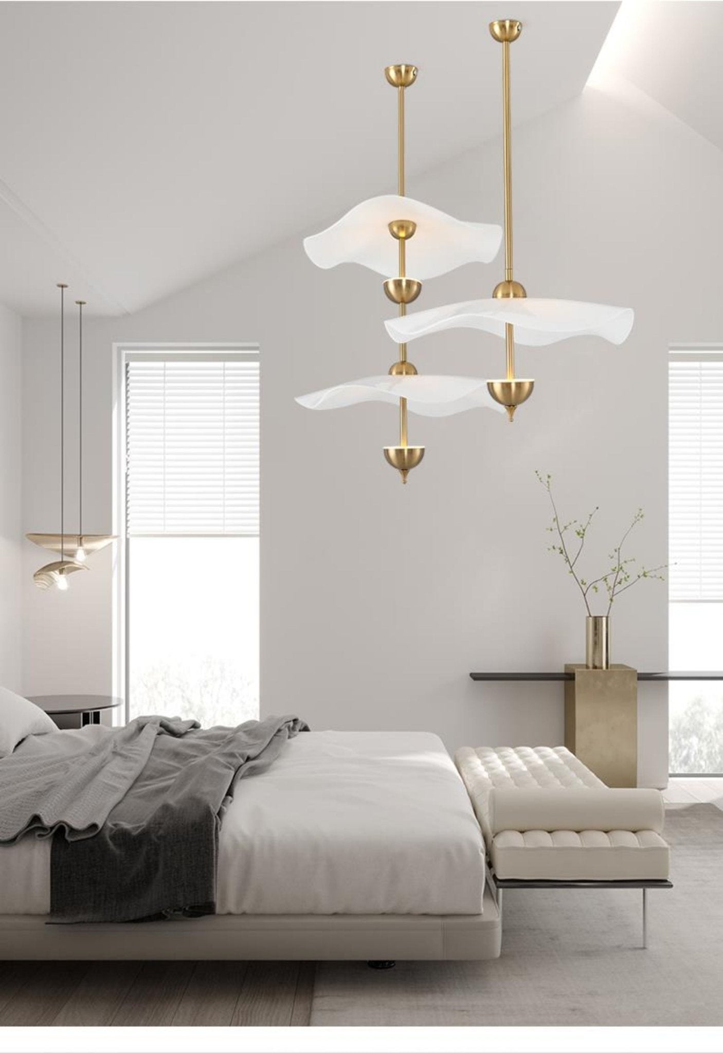 Dubbele Biscuit Hanglamp Wit Goud Rond Opaalwit Acryl Kap Design Verlichting Decoratief voor Woonkamer Eethoek Slaapkamer Modern Scandinavisch Interieur | Sansoti