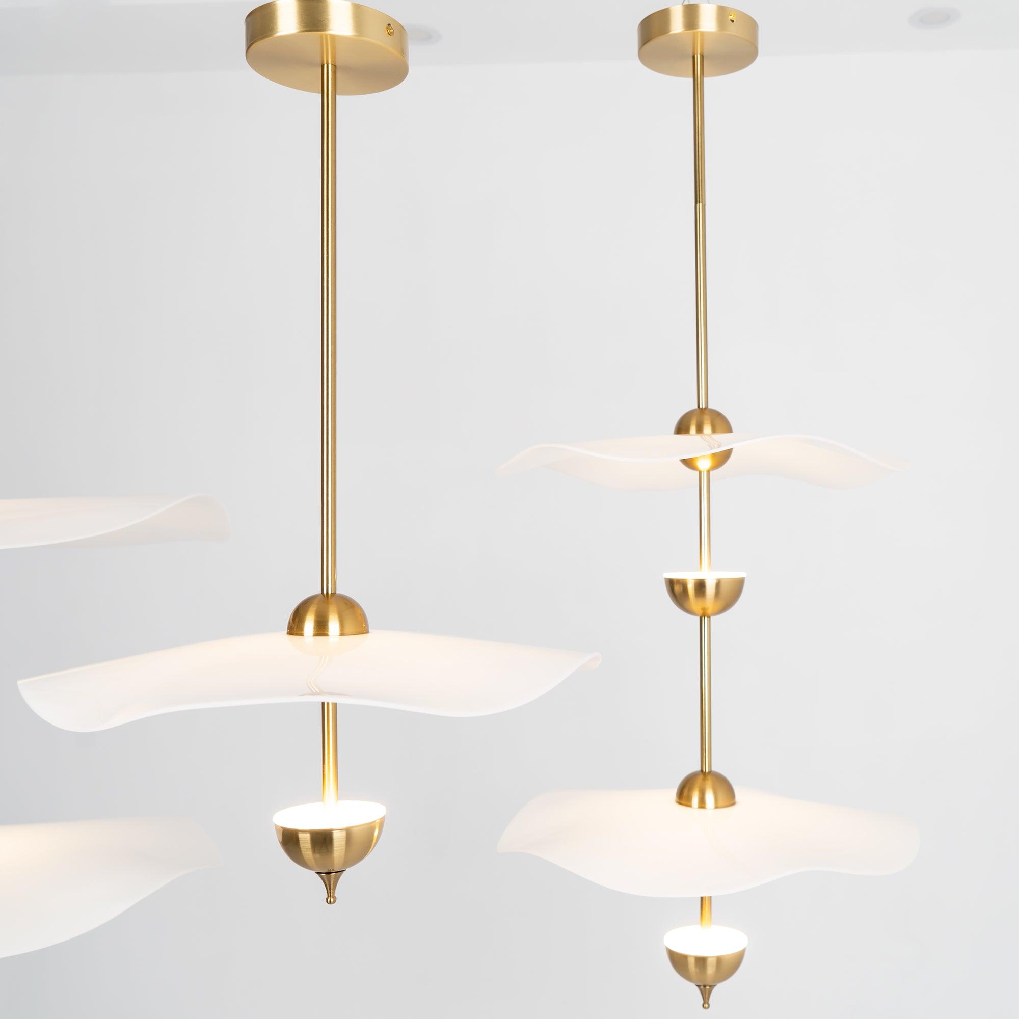 Dubbele Biscuit Hanglamp Wit Goud Rond Opaalwit Acryl Kap Design Verlichting Decoratief voor Woonkamer Eethoek Slaapkamer Modern Scandinavisch Interieur | Sansoti