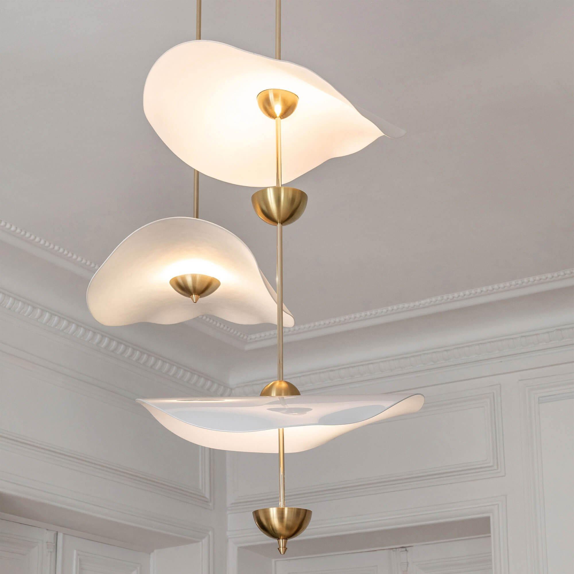 Dubbele Biscuit Hanglamp Wit Goud Rond Opaalwit Acryl Kap Design Verlichting Decoratief voor Woonkamer Eethoek Slaapkamer Modern Scandinavisch Interieur | Sansoti