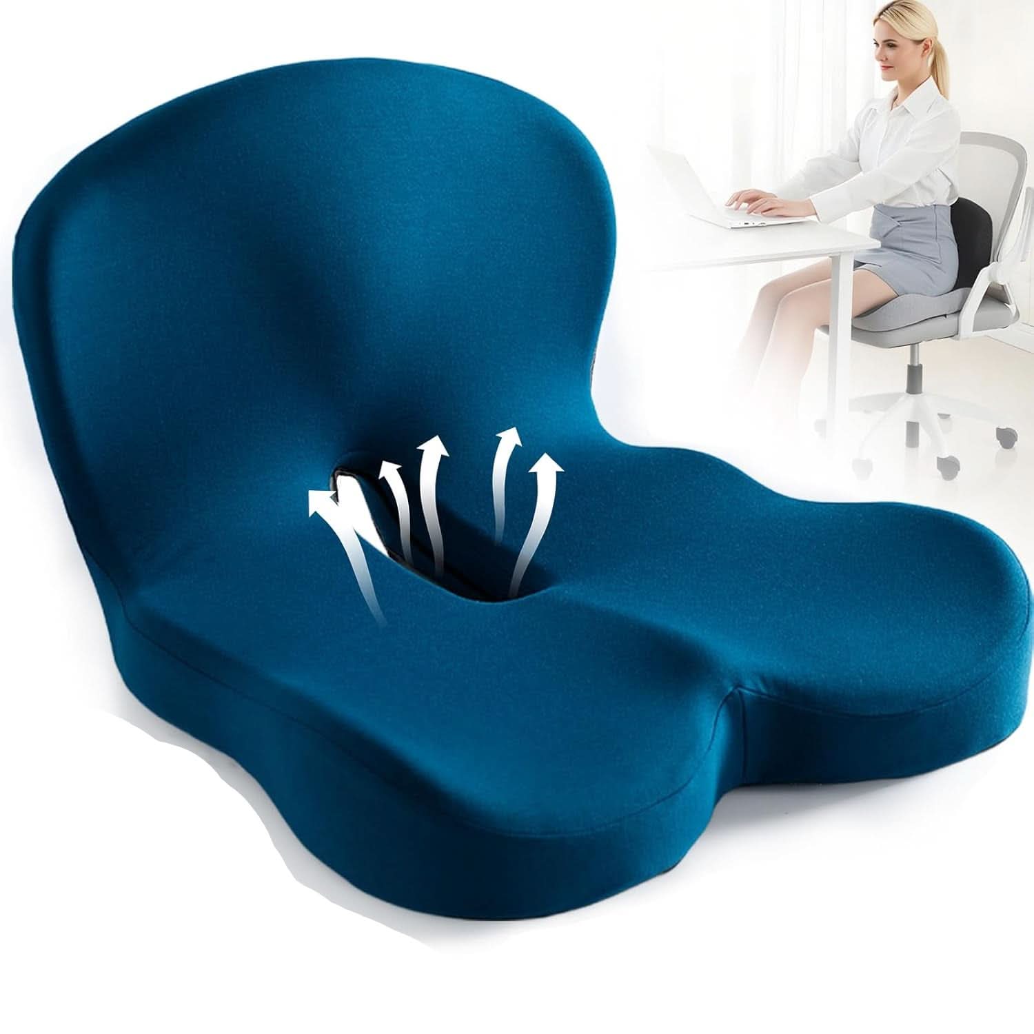 Coussin de Siège Ergonomique en Mousse à Mémoire de Forme pour Soutien du Dos & de la Posture | Restfield Ergo