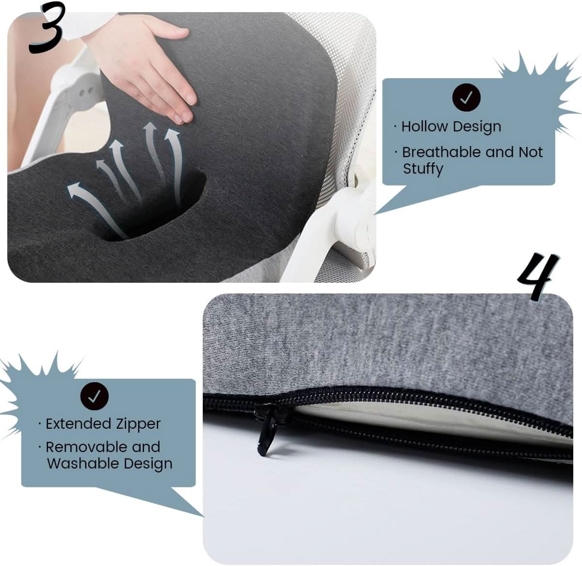 Coussin de Siège Ergonomique en Mousse à Mémoire de Forme pour Soutien du Dos & de la Posture | Restfield Ergo