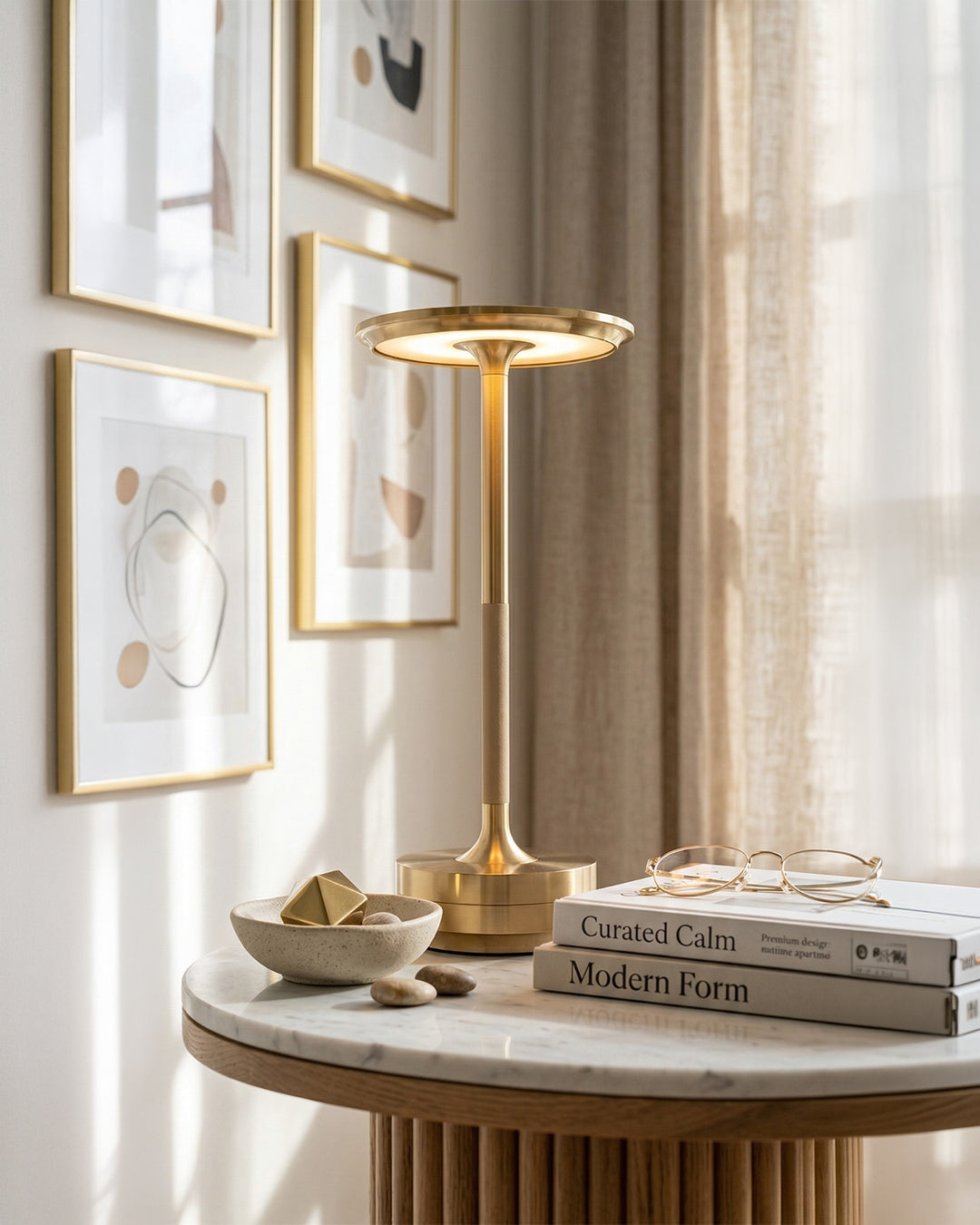 Oplaadbare LED Tafellamp met Dimfunctie Cilindervorm Metaal Draadloze Sfeerlamp | Sansoti