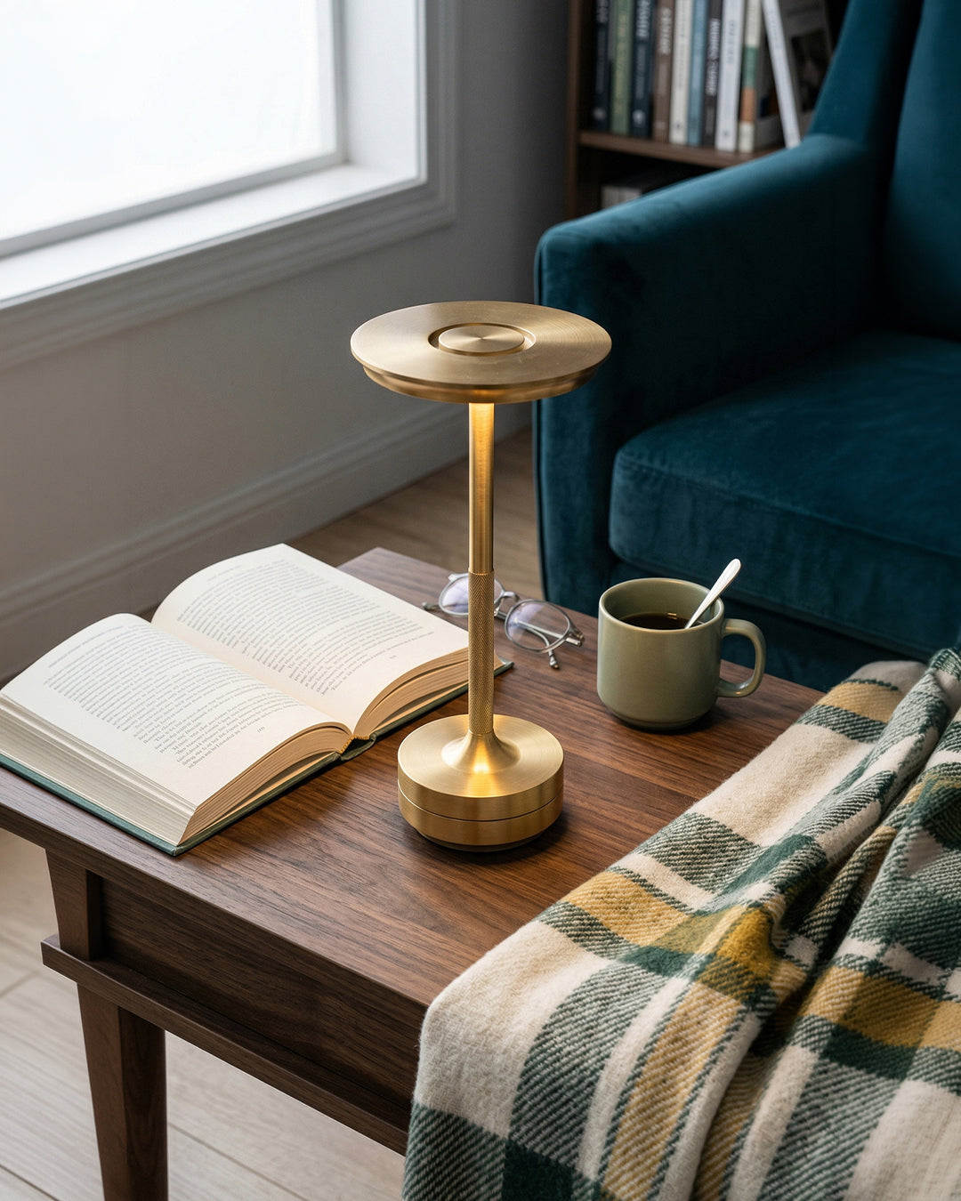Oplaadbare LED Tafellamp met Dimfunctie Cilindervorm Metaal Draadloze Sfeerlamp | Sansoti