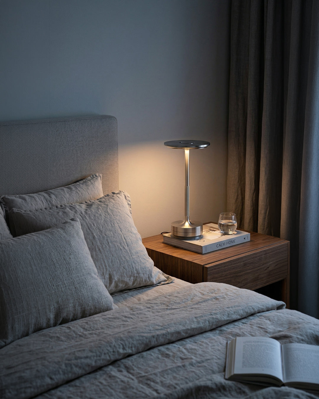 Oplaadbare LED Tafellamp met Dimfunctie Cilindervorm Metaal Draadloze Sfeerlamp | Sansoti