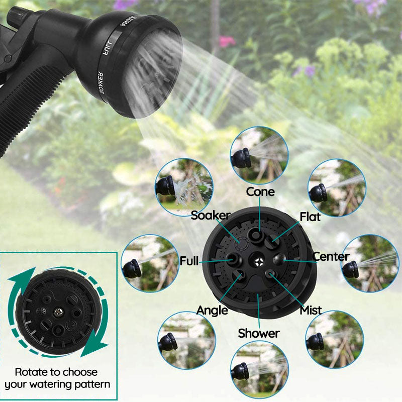 Ausziehbarer Gartenschlauch, 30 Meter, flexibel, mit 8 Sprühmodi für Garten, Pflanzen, Autowäsche, Balkon und Terrasse | Sansoti