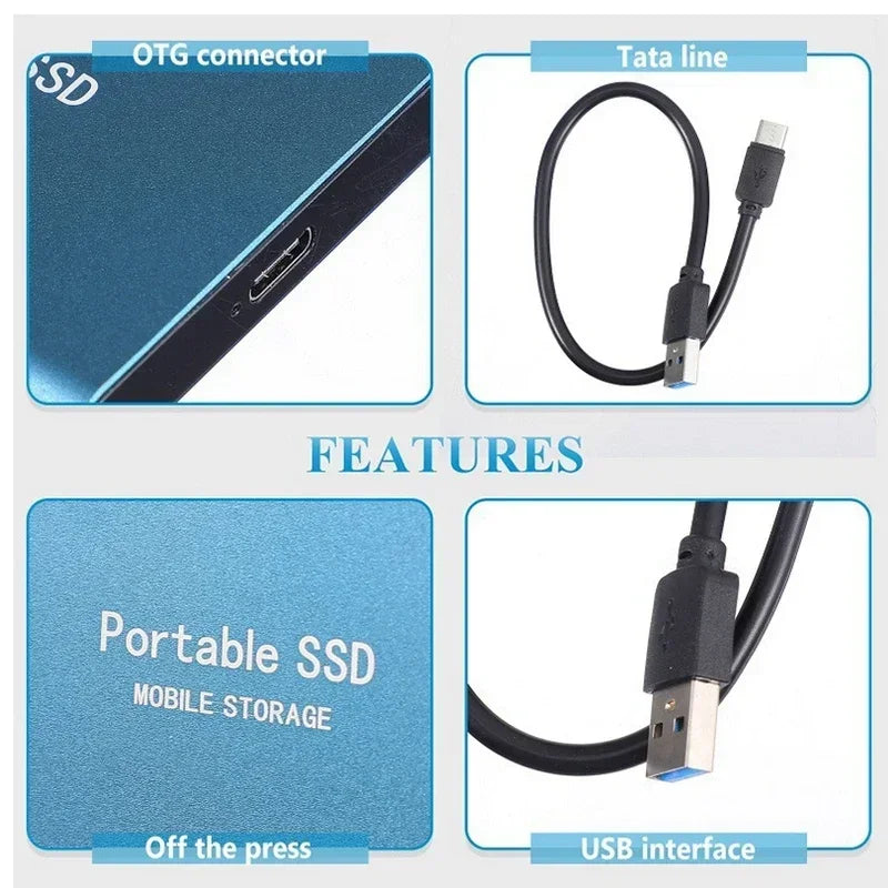 Externe SSD 2TB Snelle Overdracht USB-C Compact Opslag Backup Bestandsopslag Draagbare Gegevensopslag | Sansoti