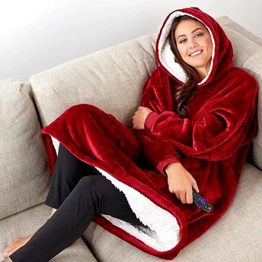 Oversized Sherpa Fleece Hoodie Luksusowe ciepło Uniwersalny rozmiar XXL Zimowy komfort Odzież domowa Koc Loungewear Miękki polar | Sansoti