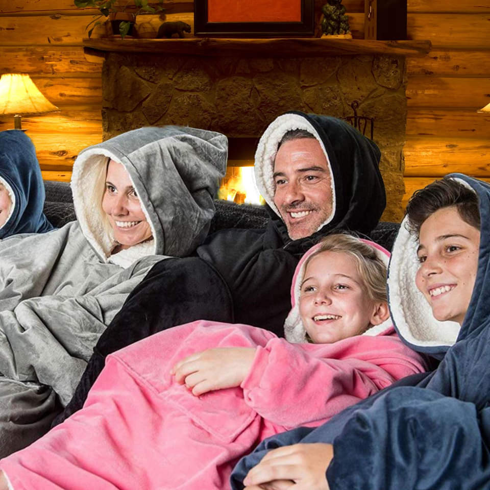 Oversized Sherpa Fleece Hoodie Luksusowe ciepło Uniwersalny rozmiar XXL Zimowy komfort Odzież domowa Koc Loungewear Miękki polar | Sansoti