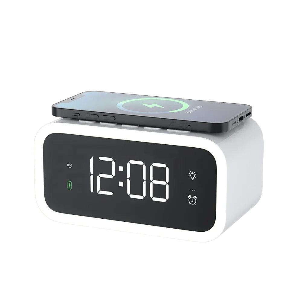 Digitaler Wecker mit kabelloser Telefonladefunktion, LED-Display und Alarmfunktion, ideal für Nachttisch und Schlafzimmer | Sansoti