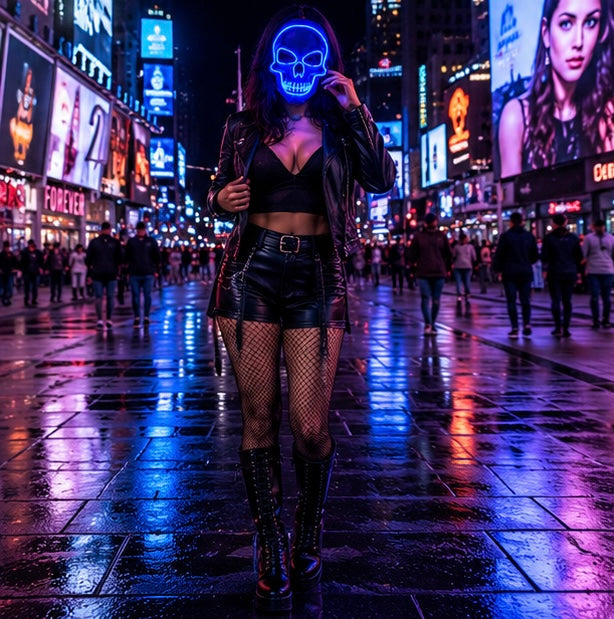 Illuminated Skull Mask LED Full-Face Horror Halloween Carnival Cosplay Party Masquerade Accessory | Sansoti