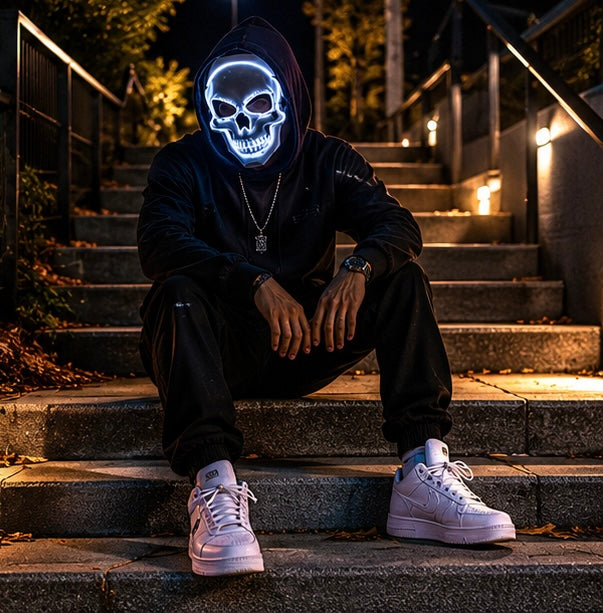 Illuminated Skull Mask LED Full-Face Horror Halloween Carnival Cosplay Party Masquerade Accessory | Sansoti