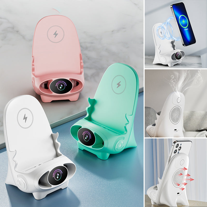 Chargeur de téléphone sans fil avec support en forme de chaise, amplificateur de son, fonction de support, recharge de smartphone, support de bureau | Sansoti