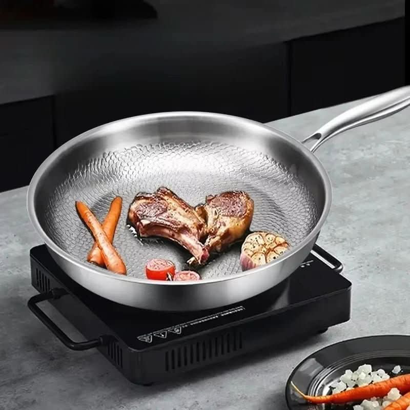 Antihaft-Bratpfanne aus Edelstahl für Induktions-, Gas-, Ceran- und Elektrokochfelder zum professionellen Braten | Sansoti