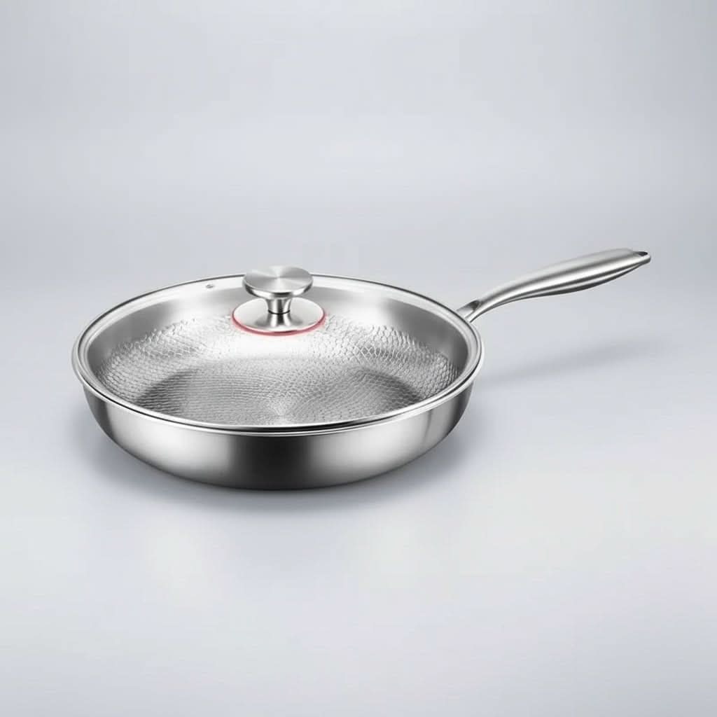Antihaft-Bratpfanne aus Edelstahl für Induktions-, Gas-, Ceran- und Elektrokochfelder zum professionellen Braten | Sansoti