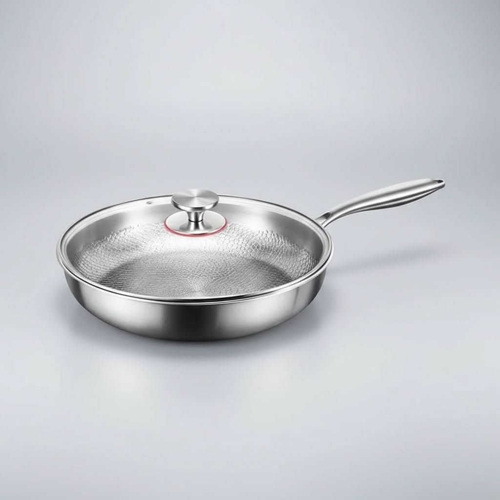 Antihaft-Bratpfanne aus Edelstahl für Induktions-, Gas-, Ceran- und Elektrokochfelder zum professionellen Braten | Sansoti