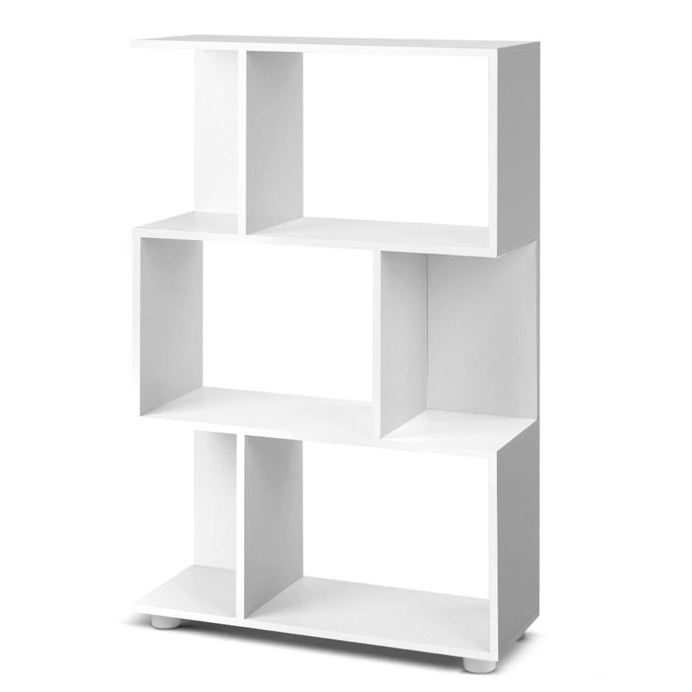 Bibliothèque design avec étagères en zigzag à 3 niveaux – Meuble d'exposition moderne 60 cm | Restfield