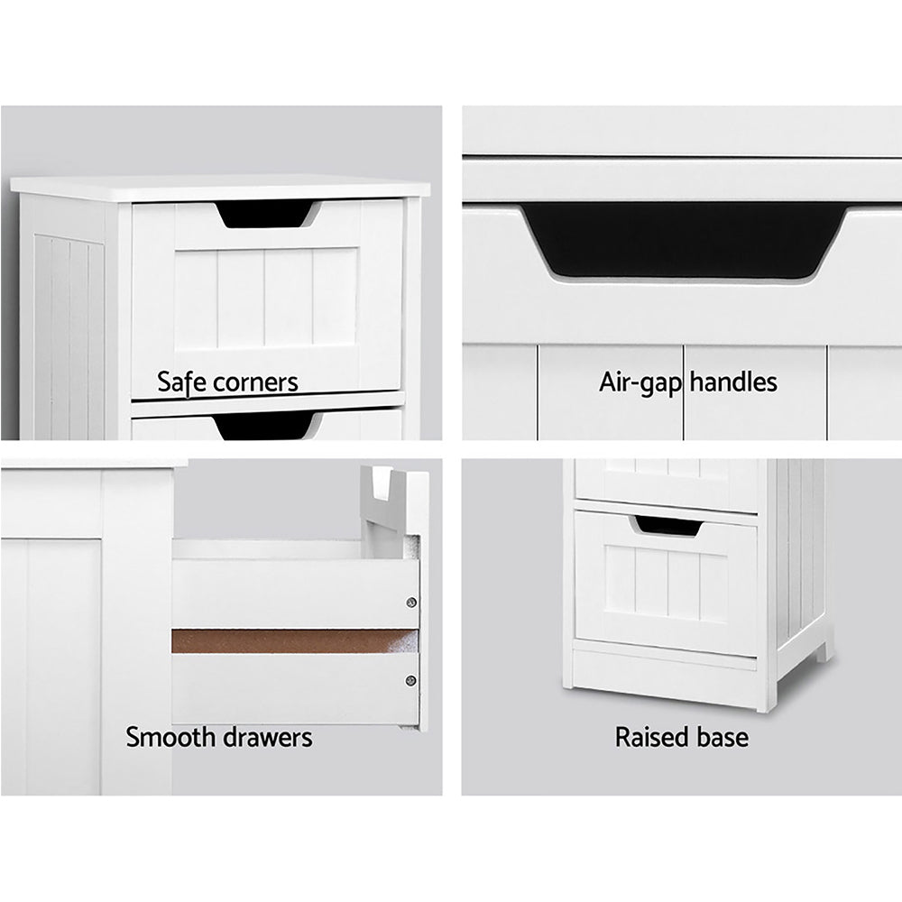 Commode étroite blanche avec 4 tiroirs – Meuble de rangement campagne en MDF 81 cm | Restfield