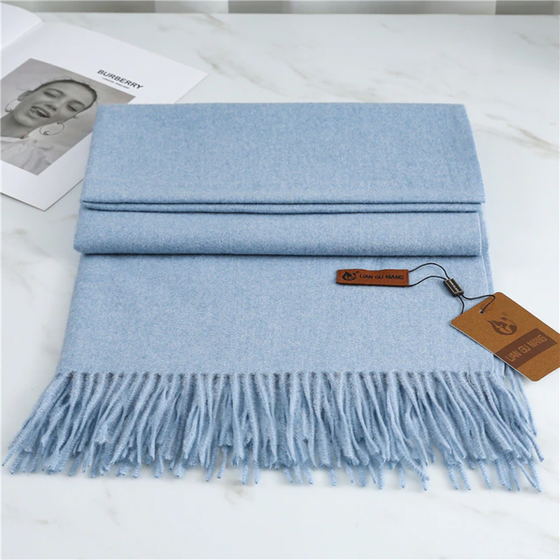 Kaschmir-Winterschal 190x68cm aus luxuriöser Wolle mit Fransen, warmes Damen- und Herrenaccessoire, drapierter weicher Schal | Sansoti