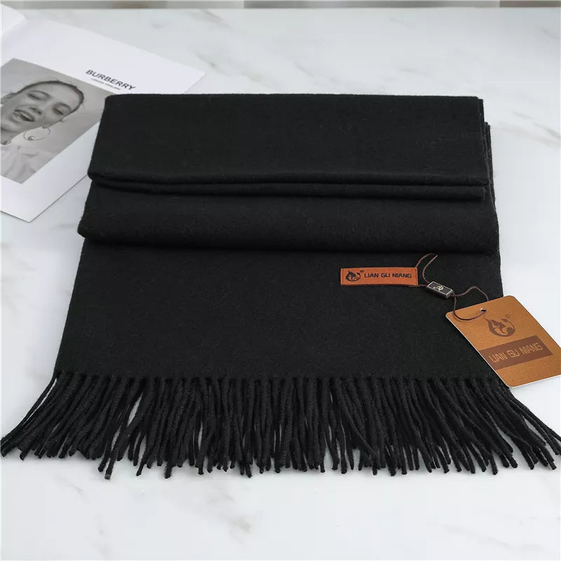 Kaschmir-Winterschal 190x68cm aus luxuriöser Wolle mit Fransen, warmes Damen- und Herrenaccessoire, drapierter weicher Schal | Sansoti