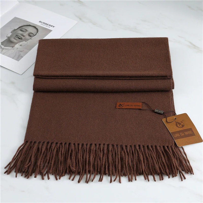 Kaschmir-Winterschal 190x68cm aus luxuriöser Wolle mit Fransen, warmes Damen- und Herrenaccessoire, drapierter weicher Schal | Sansoti