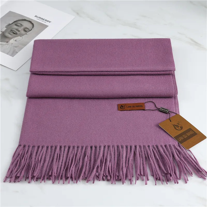 Kaschmir-Winterschal 190x68cm aus luxuriöser Wolle mit Fransen, warmes Damen- und Herrenaccessoire, drapierter weicher Schal | Sansoti