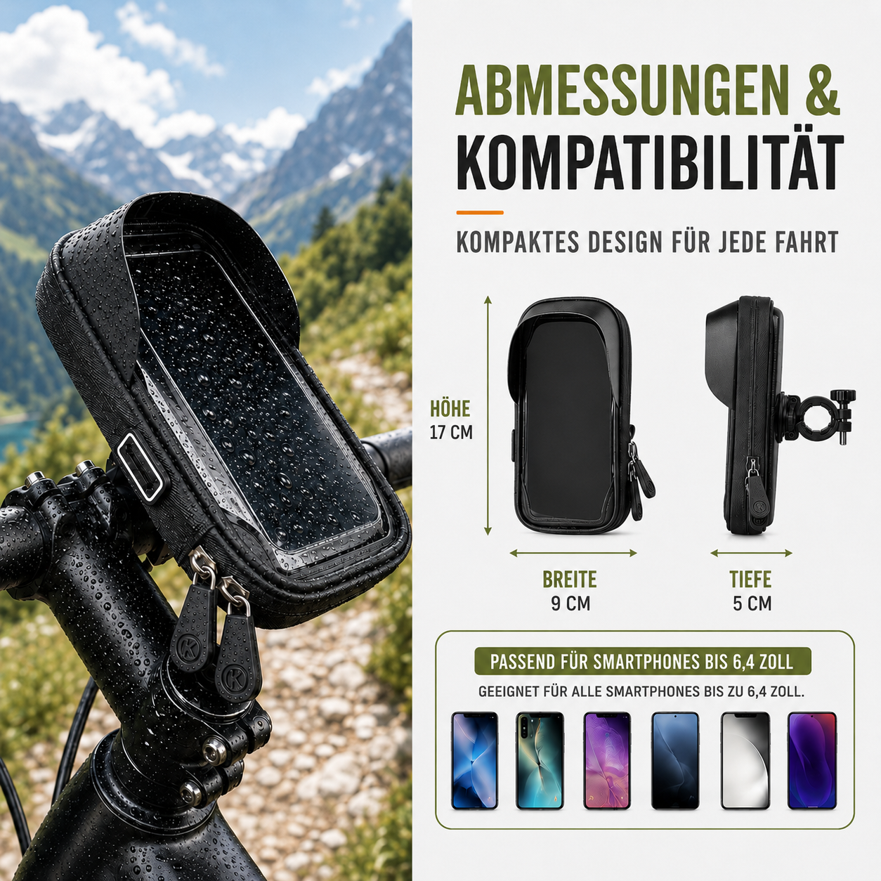 Waterdichte Telefoonhouder voor Fiets met Touchscreen – Tot 6.4 Inch | Sansoti