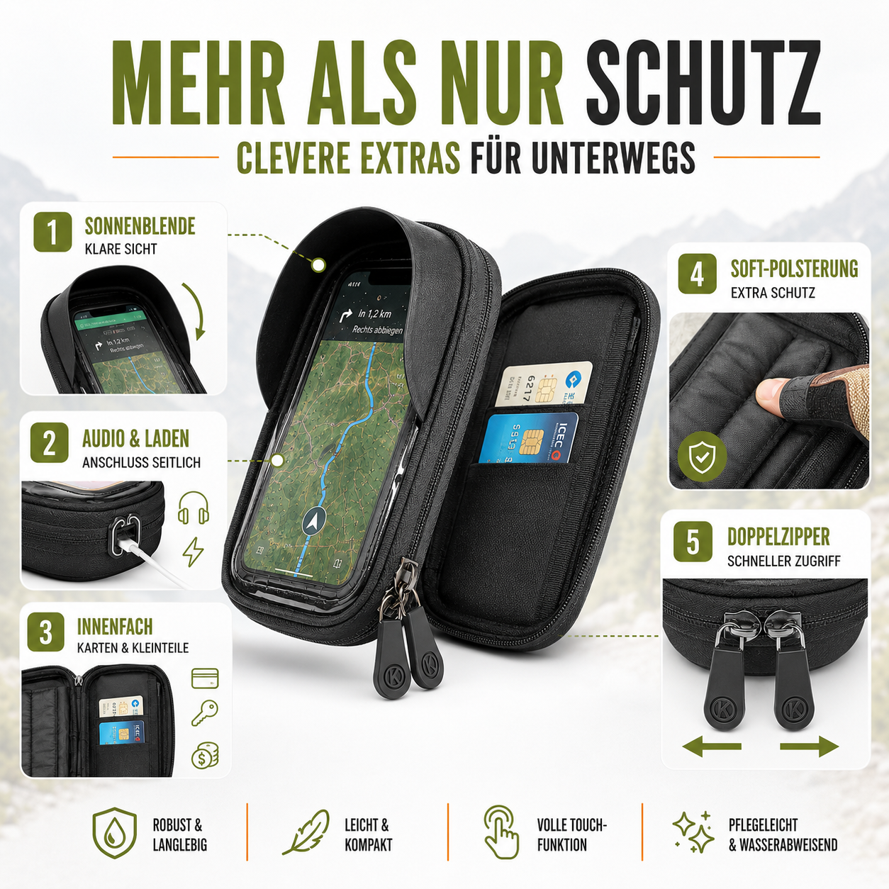 Waterdichte Telefoonhouder voor Fiets met Touchscreen – Tot 6.4 Inch | Sansoti