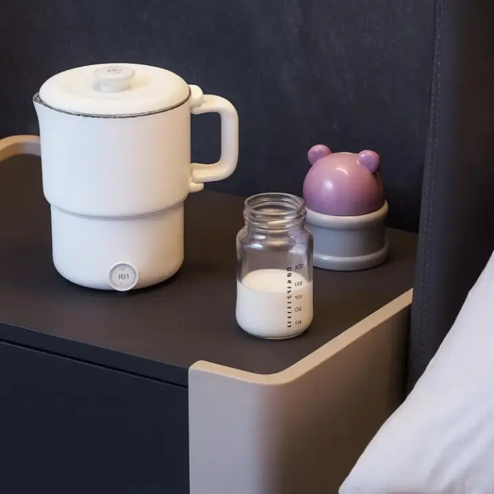 Inklapbare Elektrische Reiswaterkoker 800ml met Dubbele Wand Edelstalen Binnenwerk Compacte Opvouwbare Waterkoker voor Onderweg | Sansoti